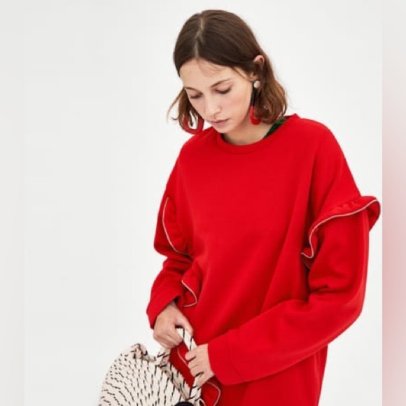 ZARA SWEATSHIRT WITH ZIPS SIZE M - Picture 5 of 8